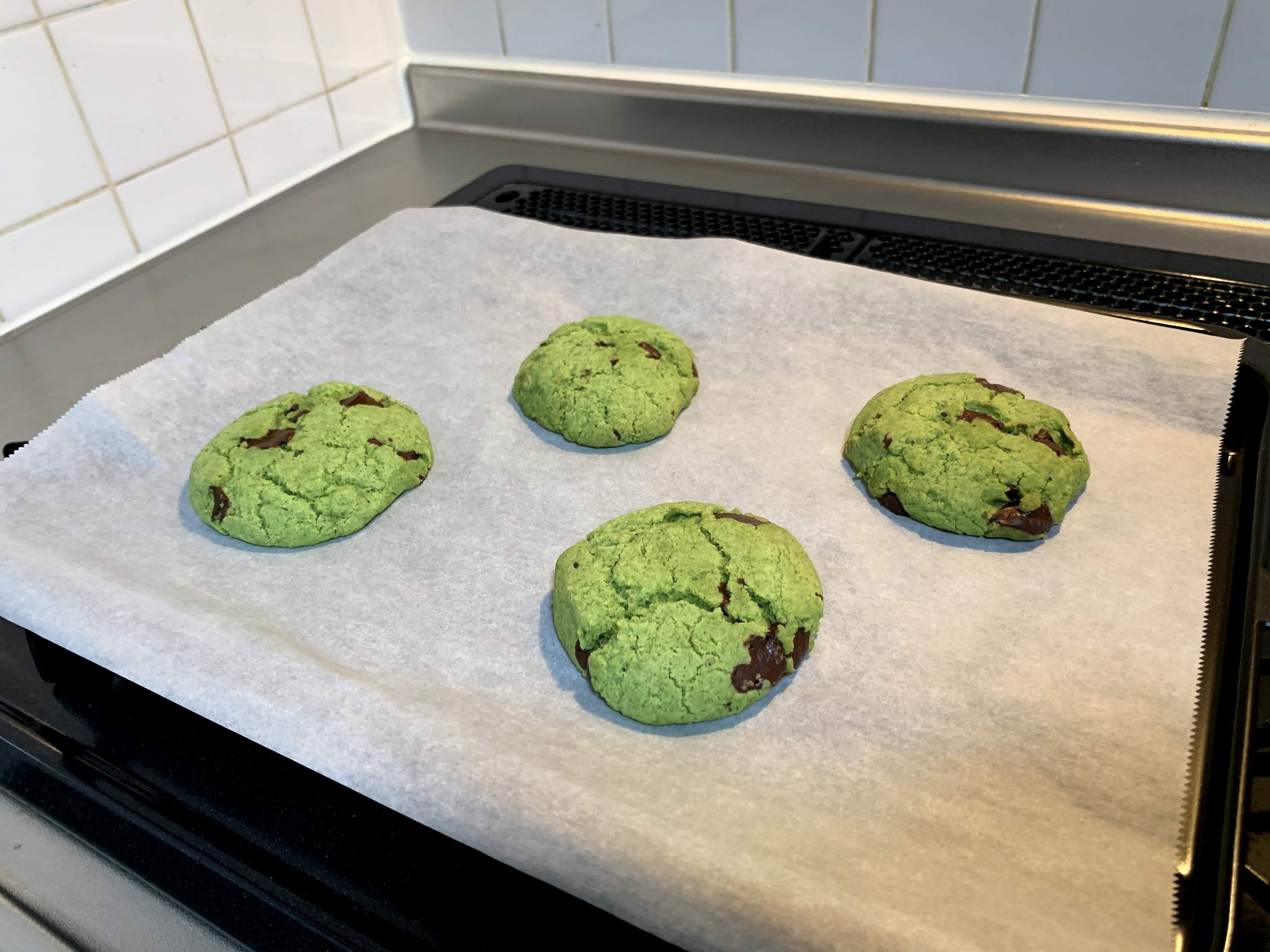 freshly baked green biscuits