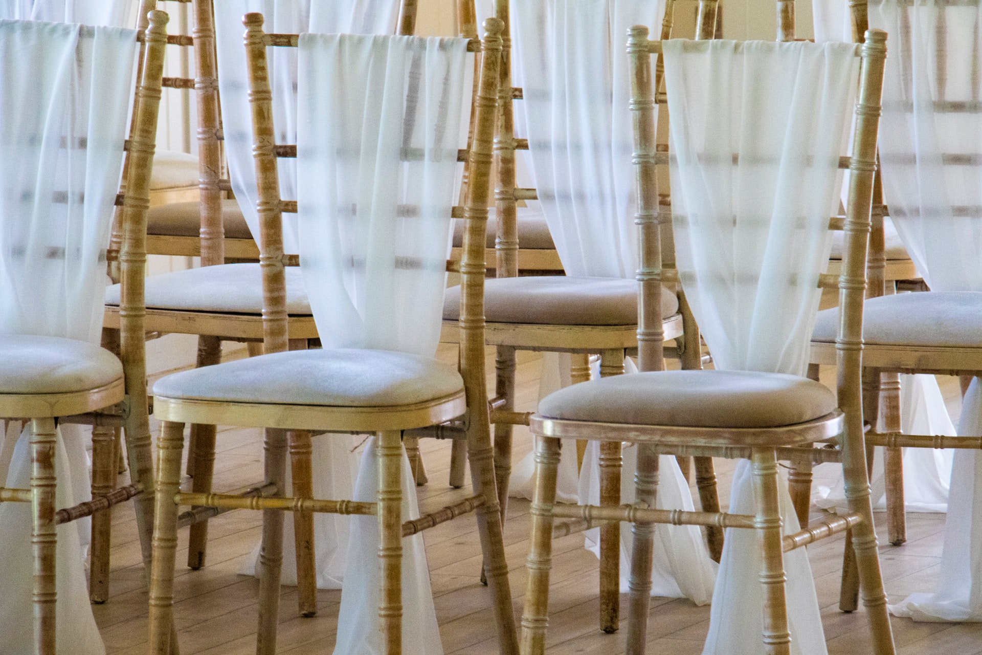 chairs with wedding decorations