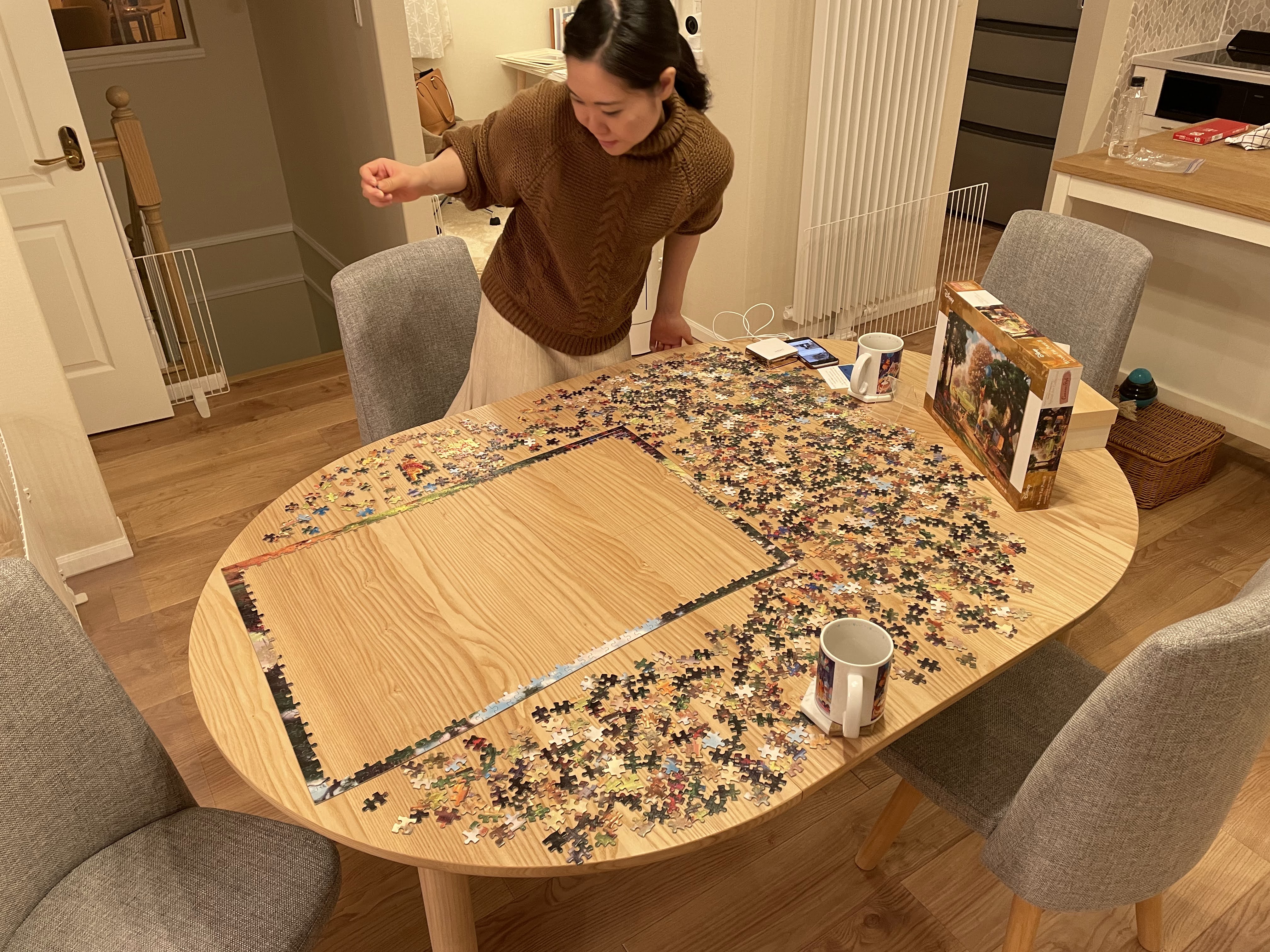 puzzle pieces laid out on the table